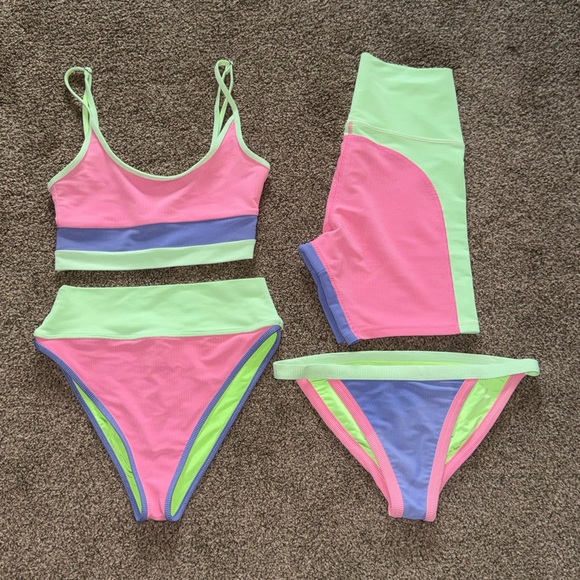 Beach Riot Other - Beach Riot Neon Bikini and Shorts Set